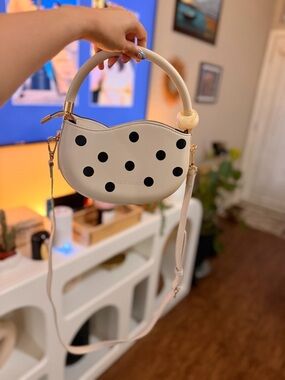 Melie Bianco Cream polka dots Crossbody bag.